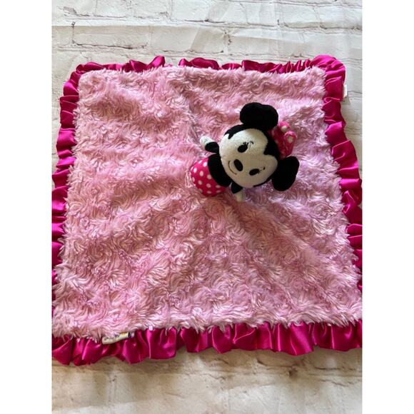 Disney lovey baby Minnie security blanket pink satin trim - Picture 1 of 3